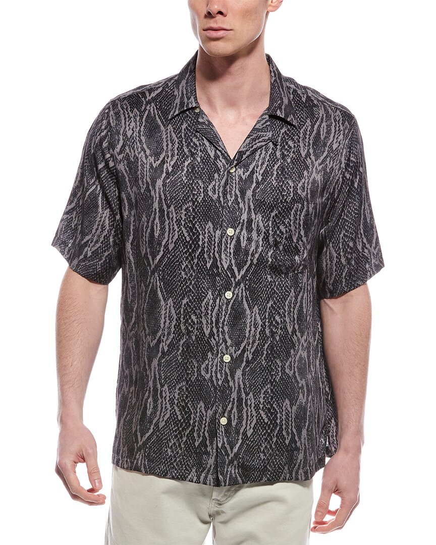 Allsaints Boomslang Snake Print Relaxed Fit Shirt In Black
