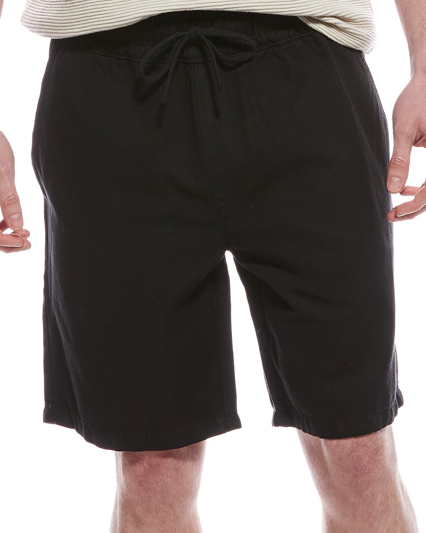 Allsaints Mens Jet Black Hanbury Drawstring-waist Cotton And Linen Shorts In Black