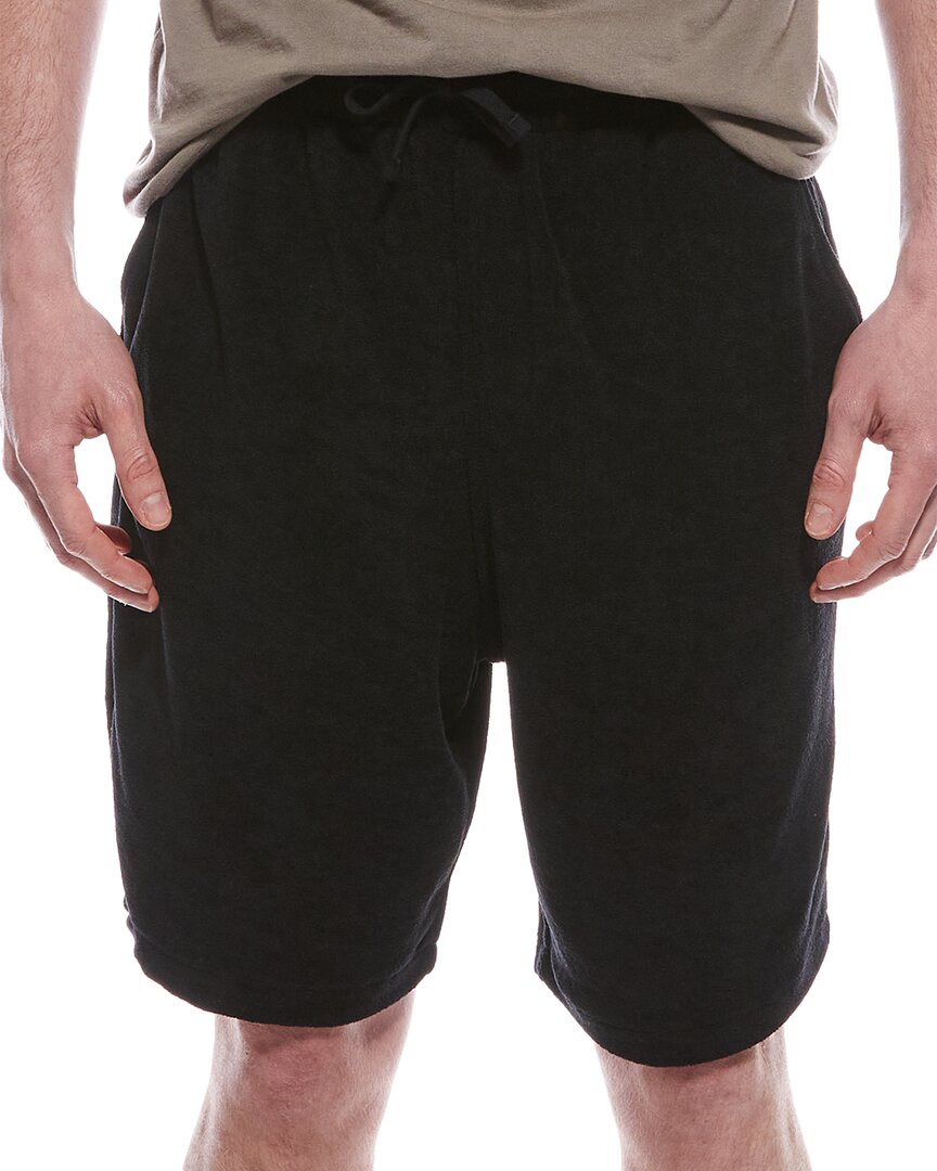 Allsaints Mens Jet Black Hanbury Drawstring-waist Cotton And Linen Shorts In Black