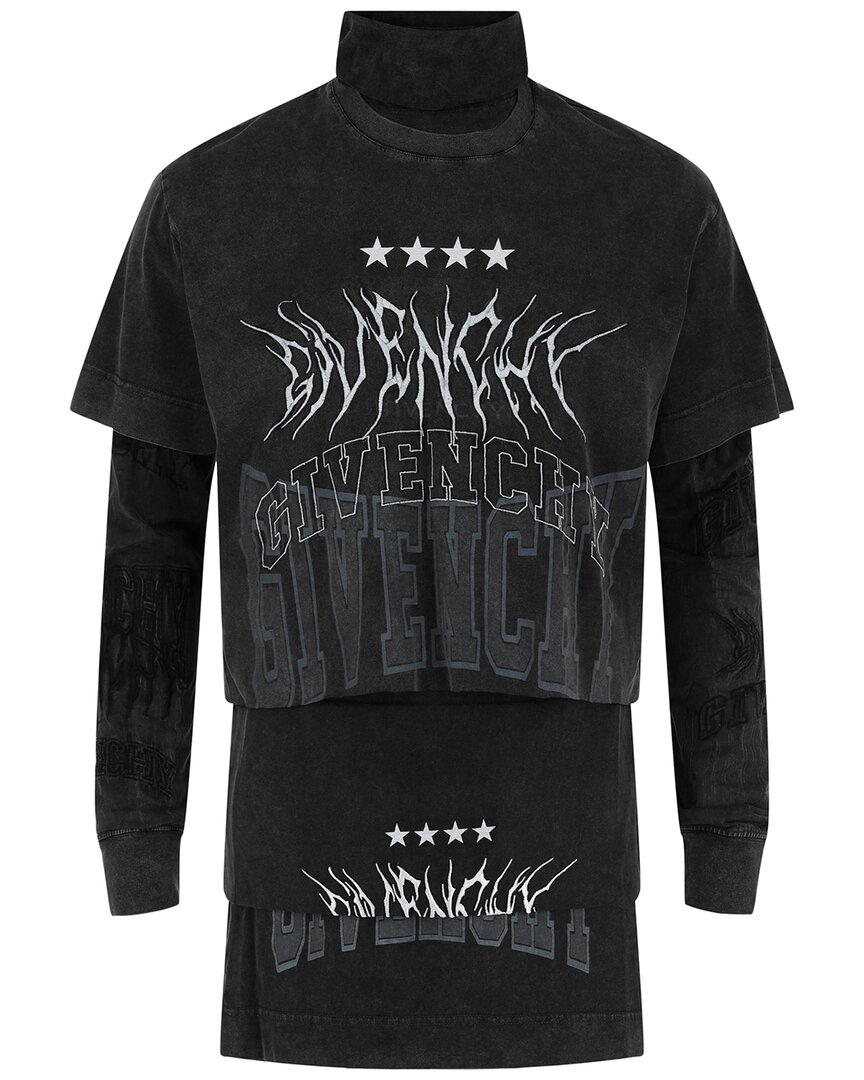 Givenchy Layered Long Sleeve Graphic T-shirt With Balaclava