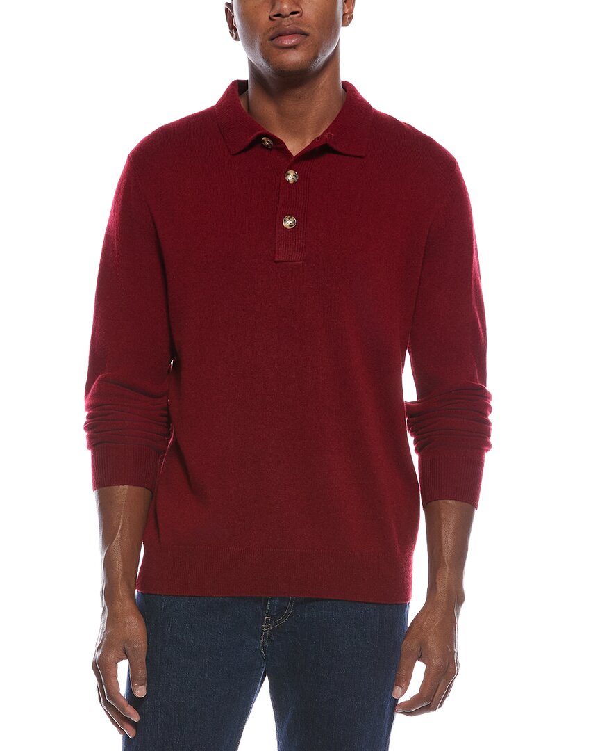 Kier + J Mixed Stitch Wool & Cashmere-blend Polo Sweater In Burgundy