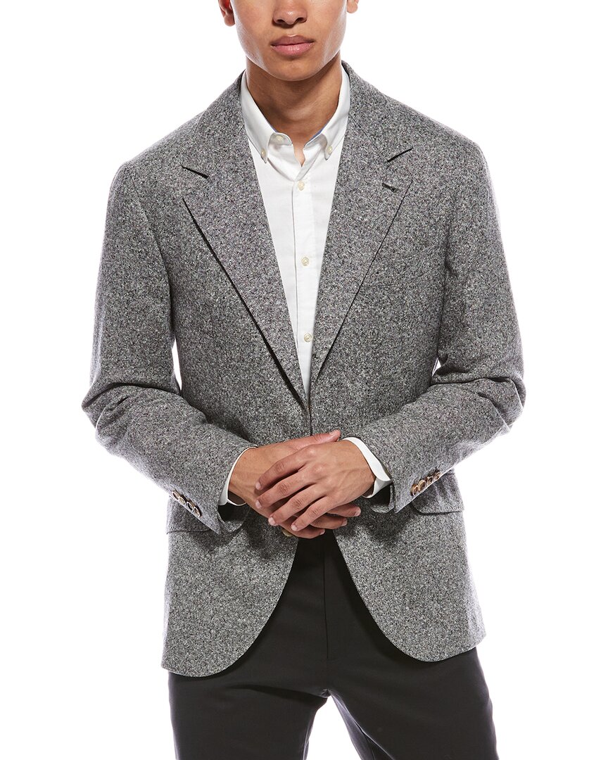 Brunello Cucinelli Wool & Cashmere-blend Blazer In Gray