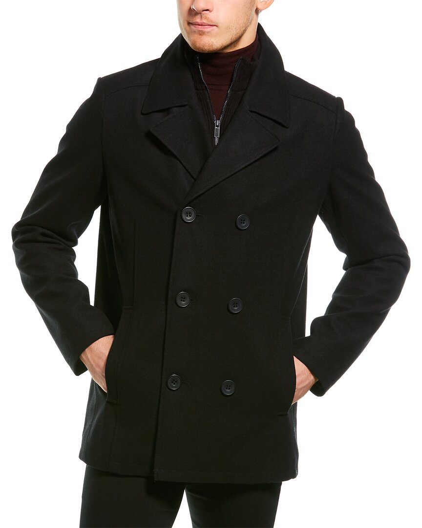 Kenneth Cole Classic Wool-blend Peacoat In Black