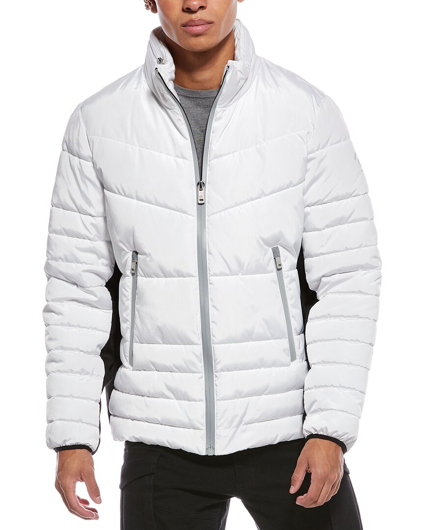 Kenneth Cole Faux Memory Puffer Coat In White