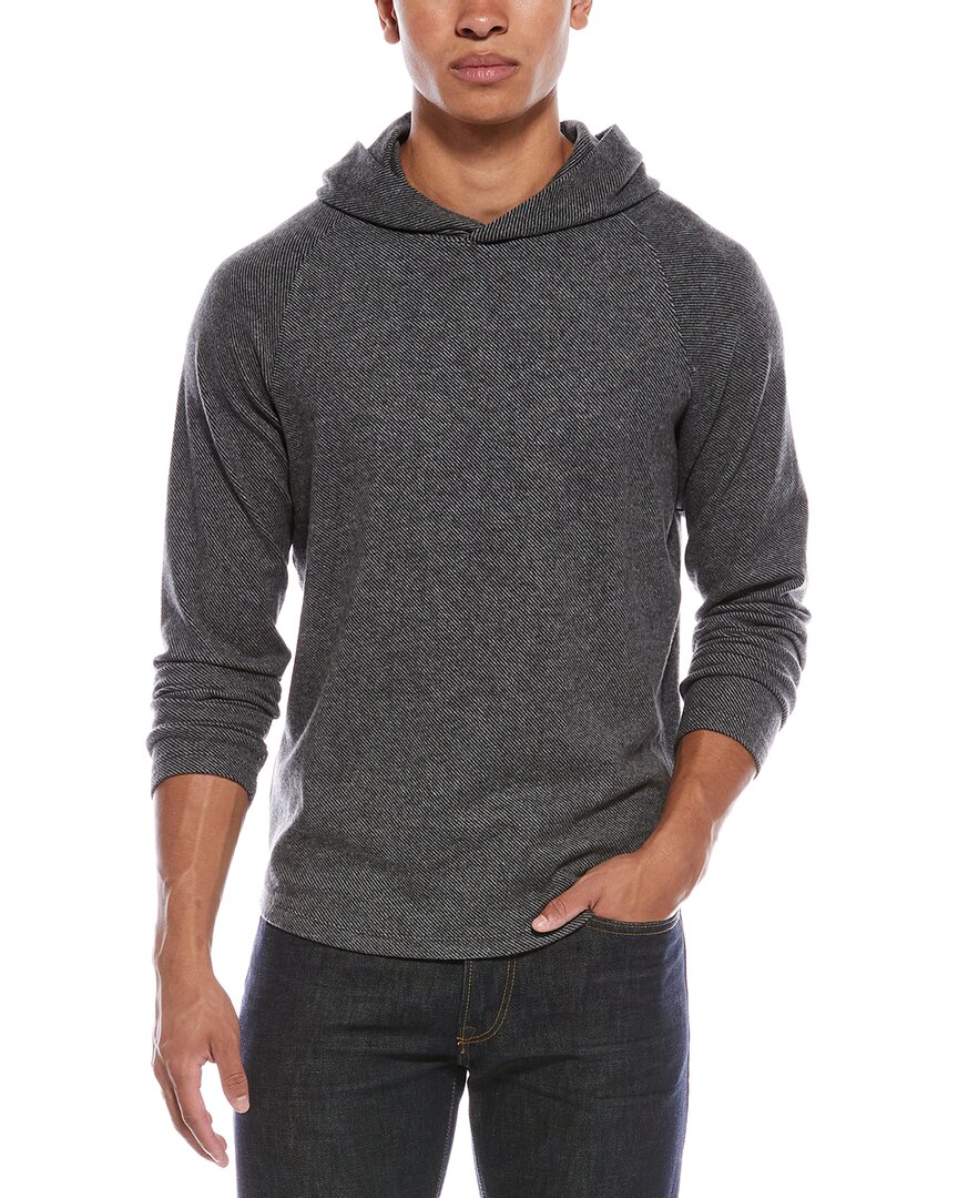 Vince Broken Twill Pullover Hoodie In Gray