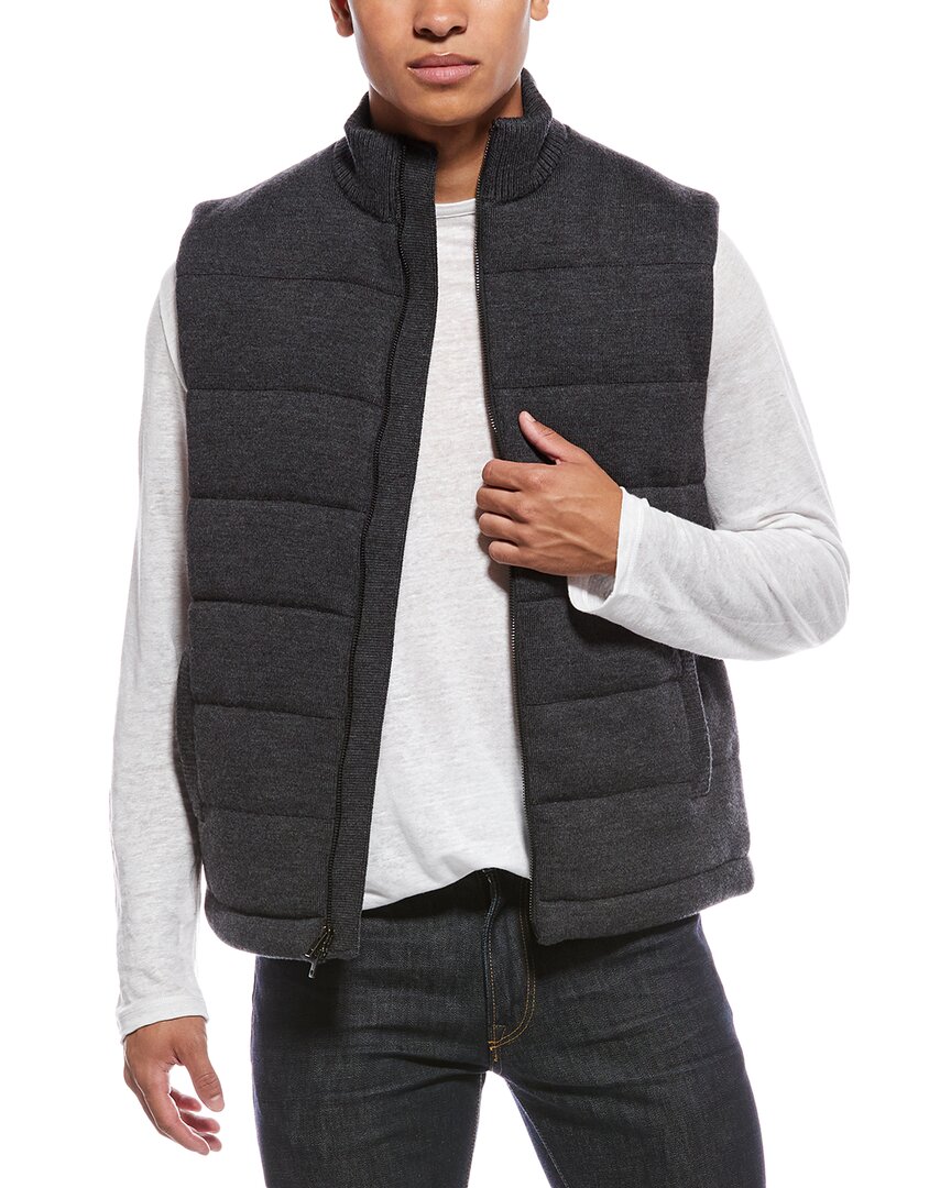 Vince Full Zip Wool Vest In Gray