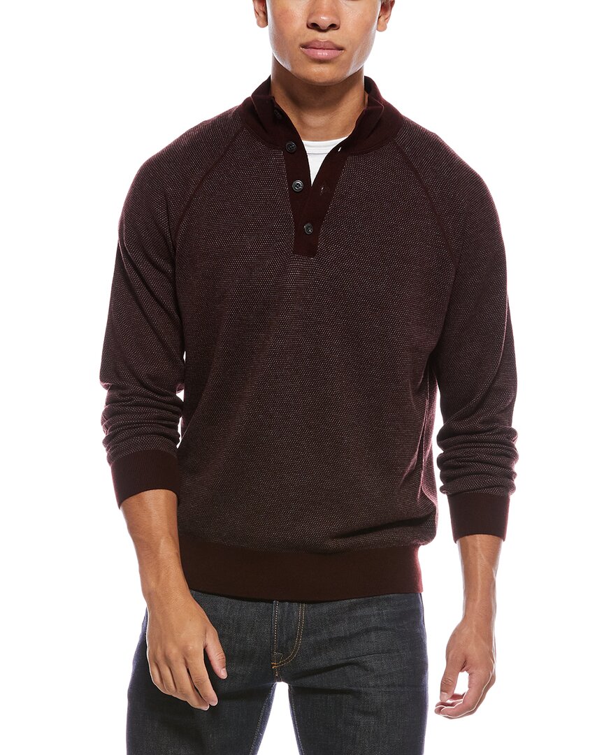 Vince Birdseye Button Wool & Cashmere-blend Mock Neck Sweater In Gold