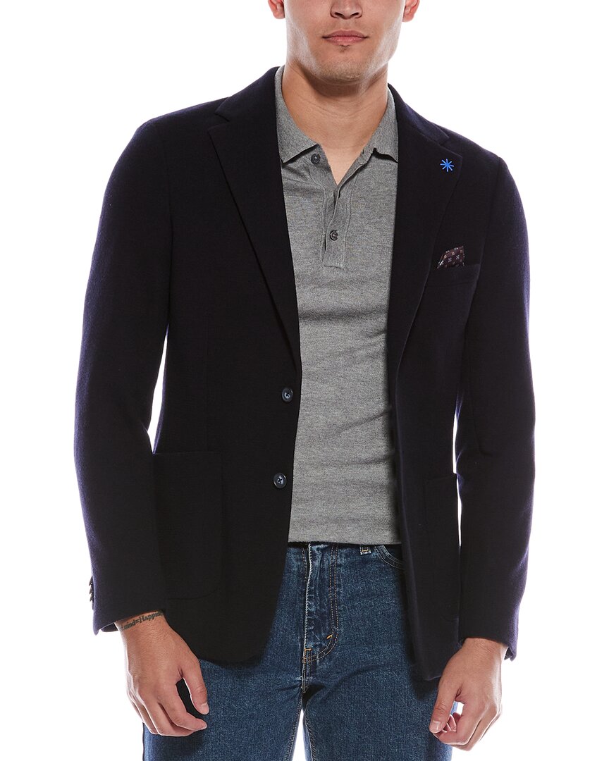 Report Collection Knit Wool-blend Sportcoat In Black