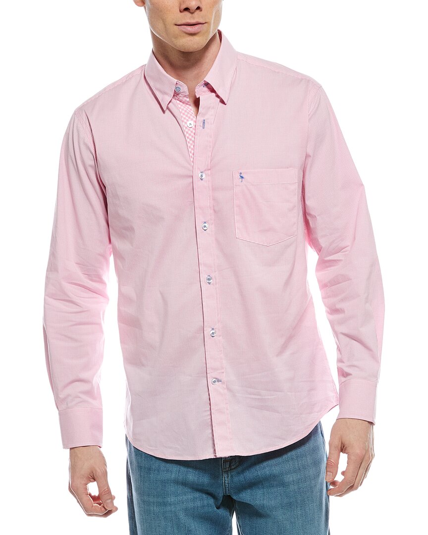Tailorbyrd Signature Micro Gingham Shirt In Pink