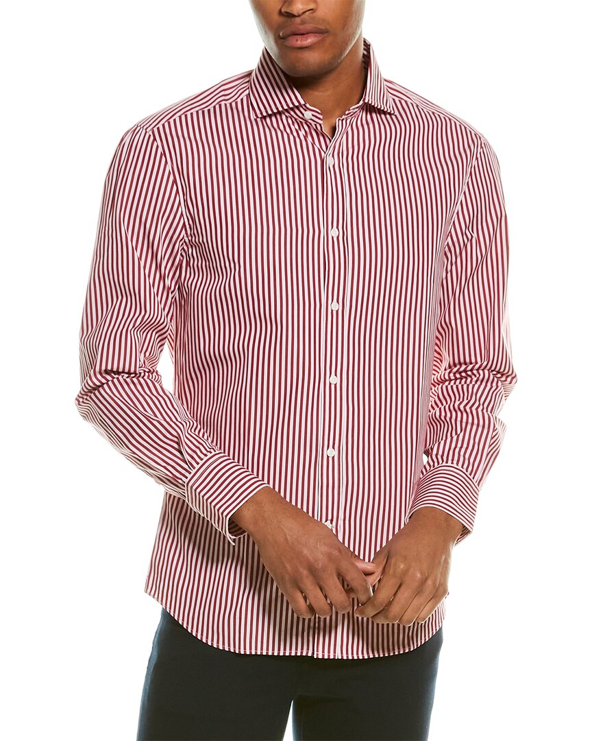 Brunello Cucinelli Slim Fit Woven Shirt In Pink
