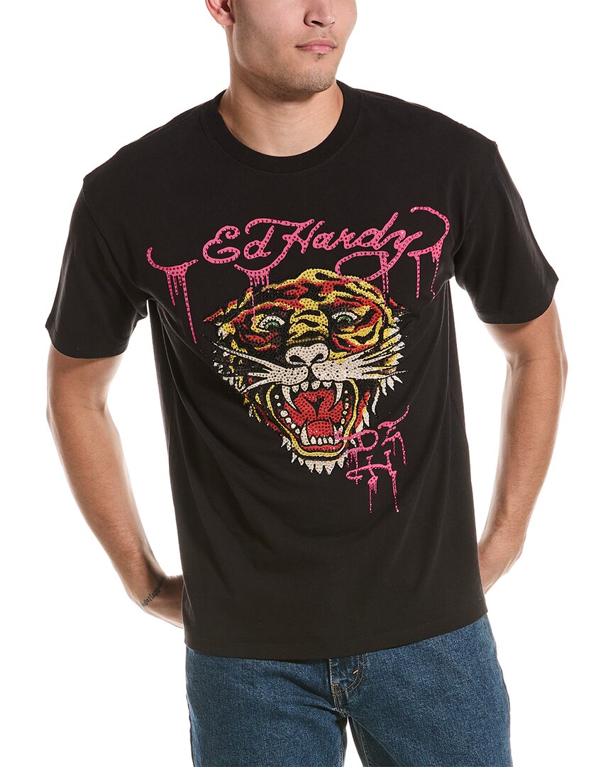 Shop Ed Hardy Limited Edition Retro Tiger T-shirt In Black