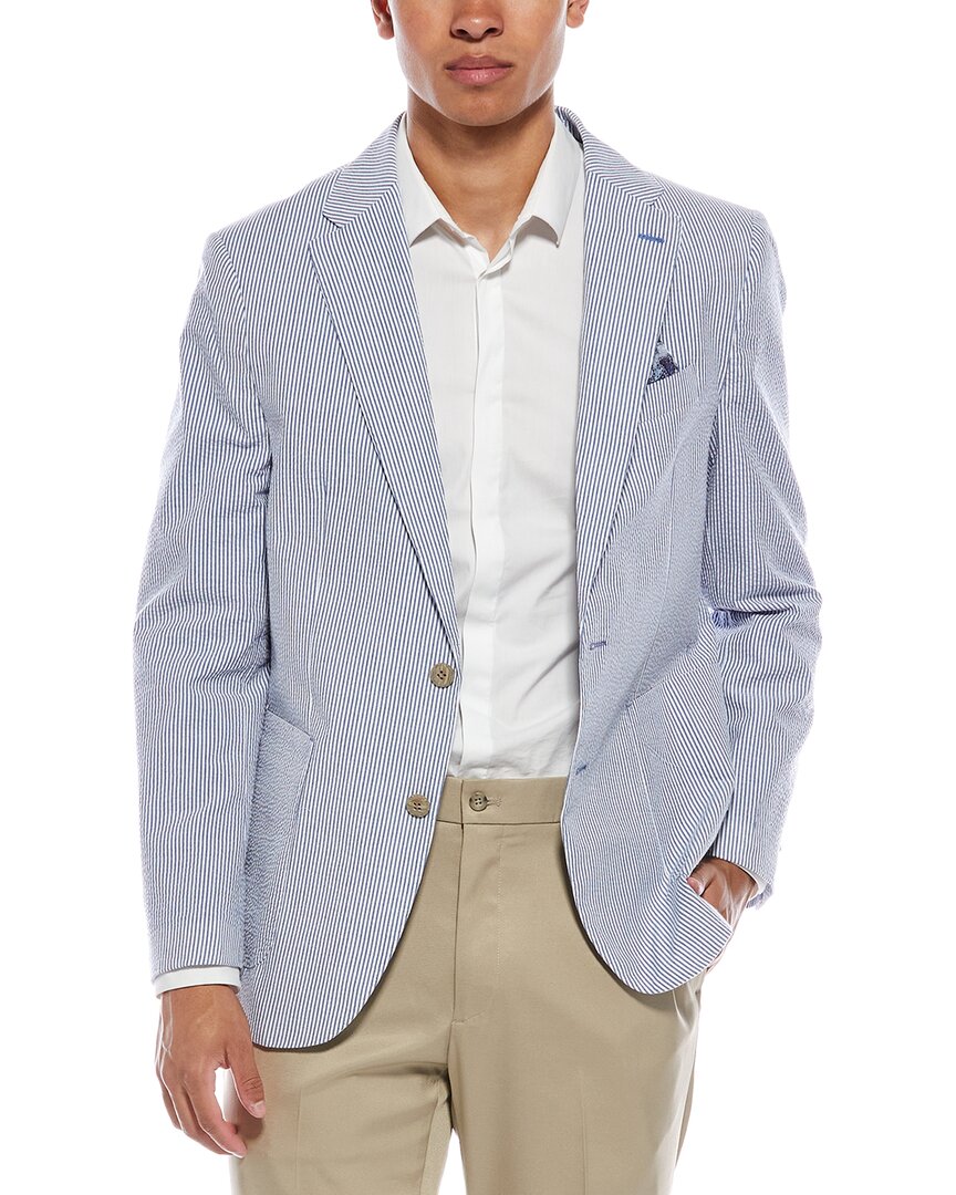 Tailorbyrd Seersucker Stripe Sportcoat In Blue