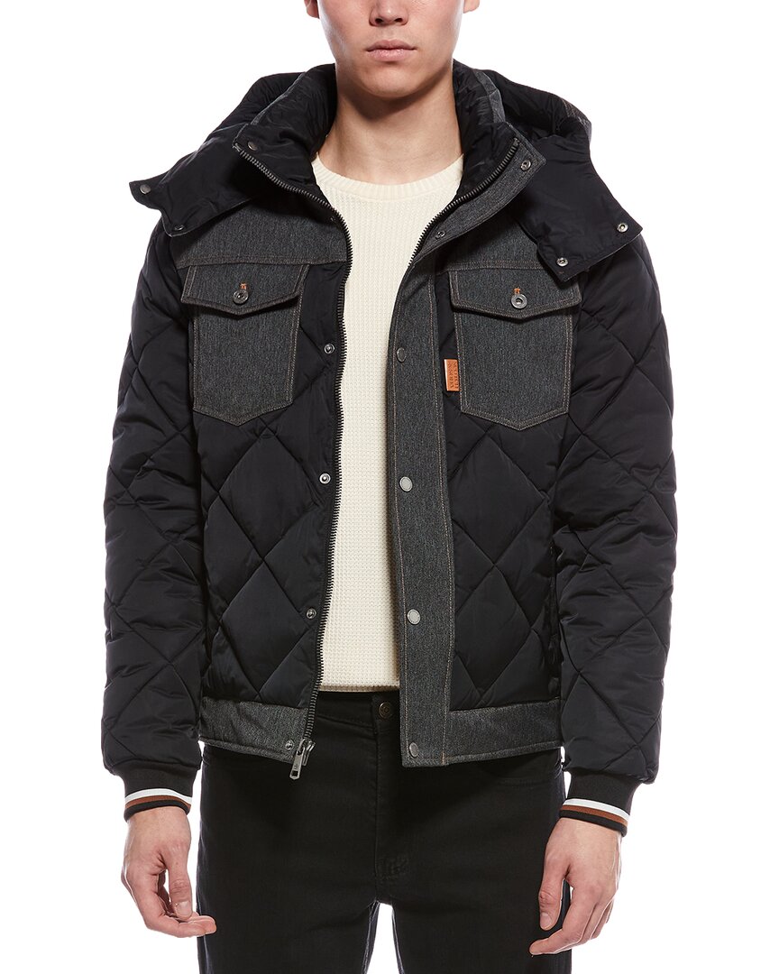 Scotch & Soda Oren Hybrid Denim Puffer Jacket In Black