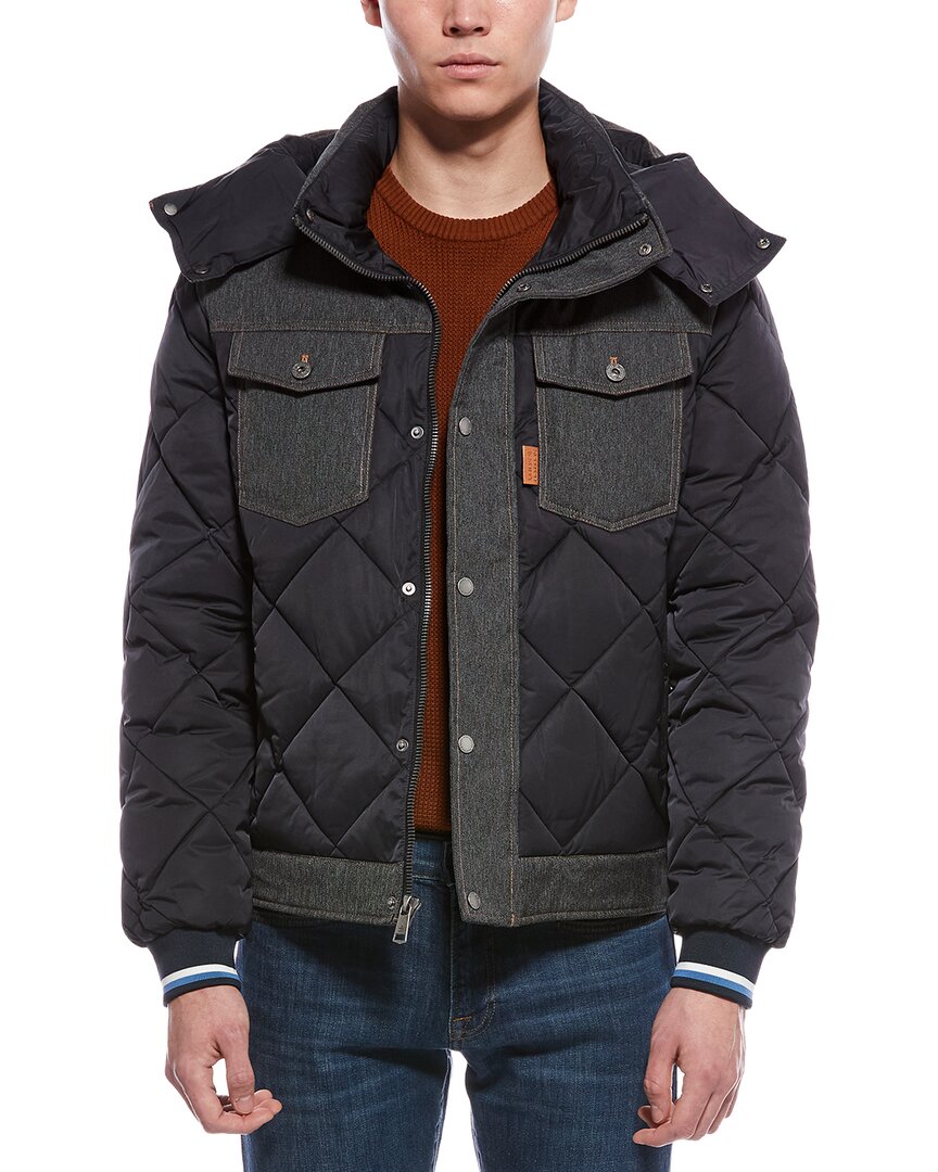 Scotch & Soda Oren Hybrid Denim Puffer Jacket In Black