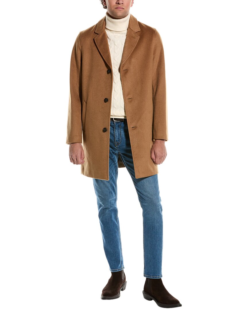 Cole Haan Signature Wool-blend Overcoat In Brown