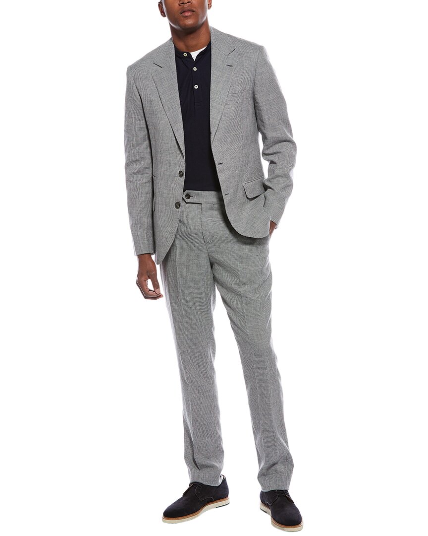 Brunello Cucinelli 2pc Wool & Linen-blend Suit With Pleated Pant