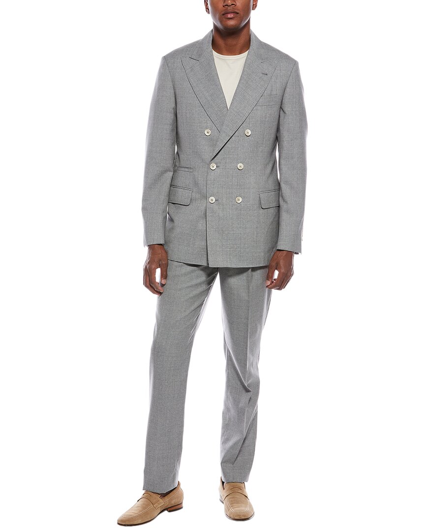Brunello Cucinelli 2pc Wool Suit With Pleated Pant In Gray