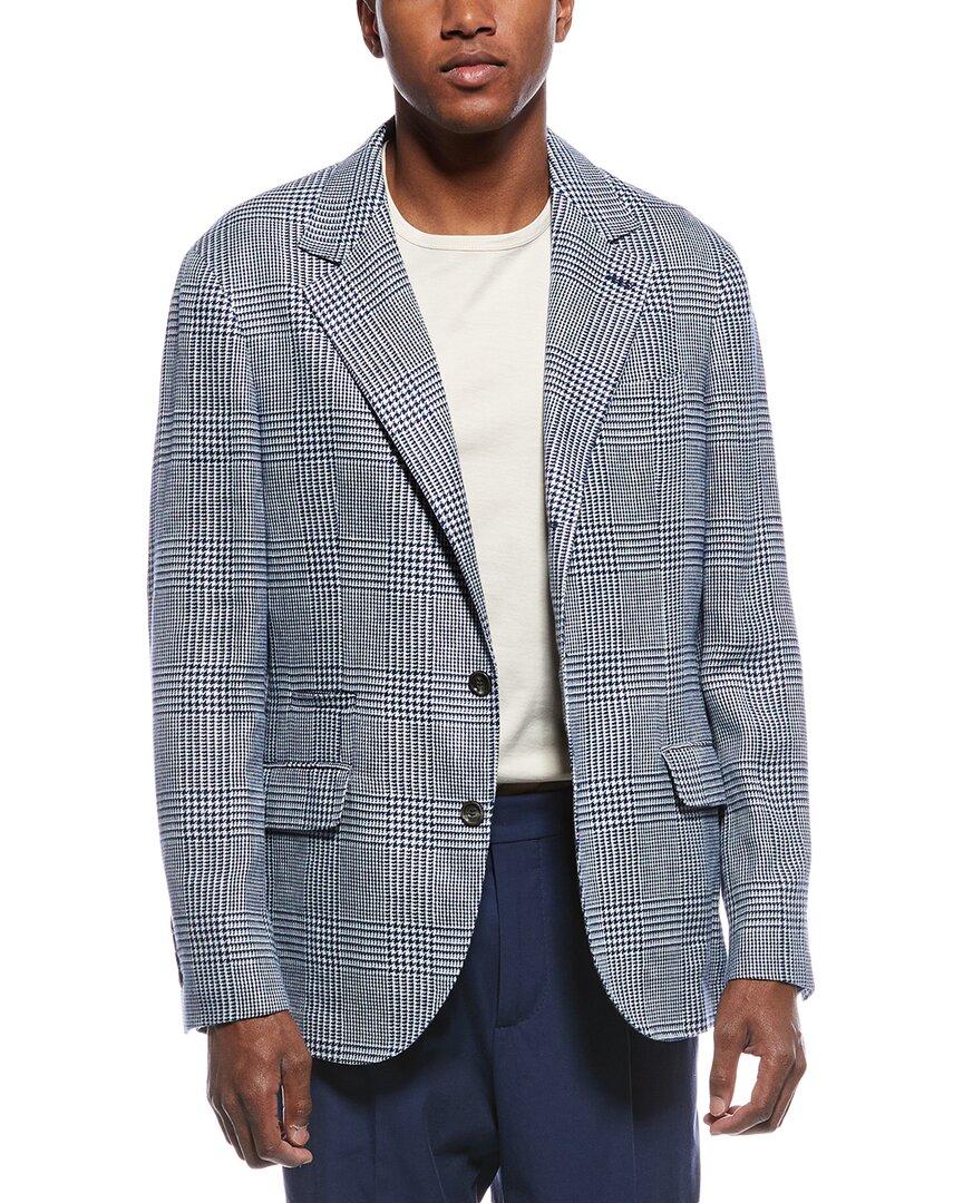 Brunello Cucinelli Linen & Wool-blend Blazer In Gray