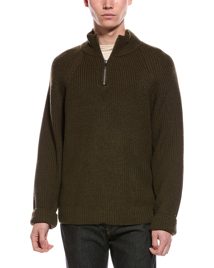 Slate & Stone Ribbed 1/4-zip Mock Neck Sweater In Green