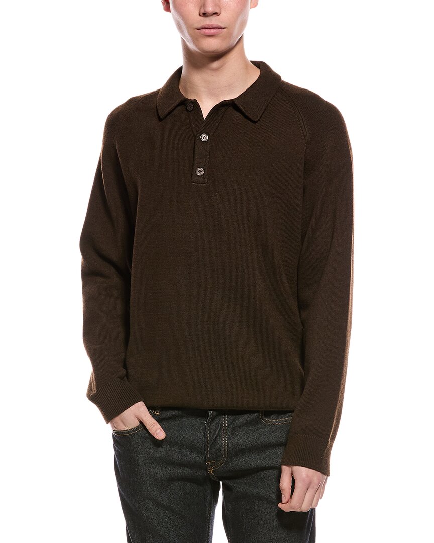 Slate & Stone Raglan Polo Sweater In Brown