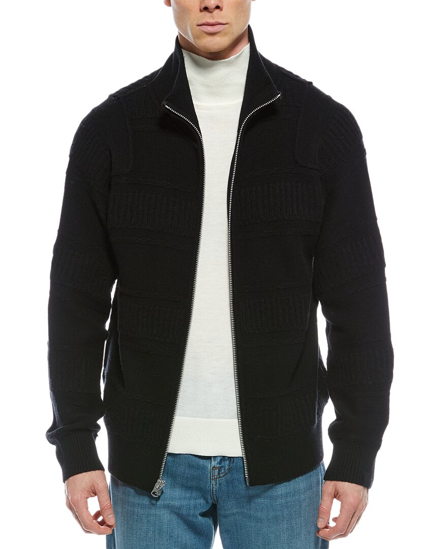 Rag & Bone Colton Zip Front Extrafine Merino Wool Blend Sweater In Black