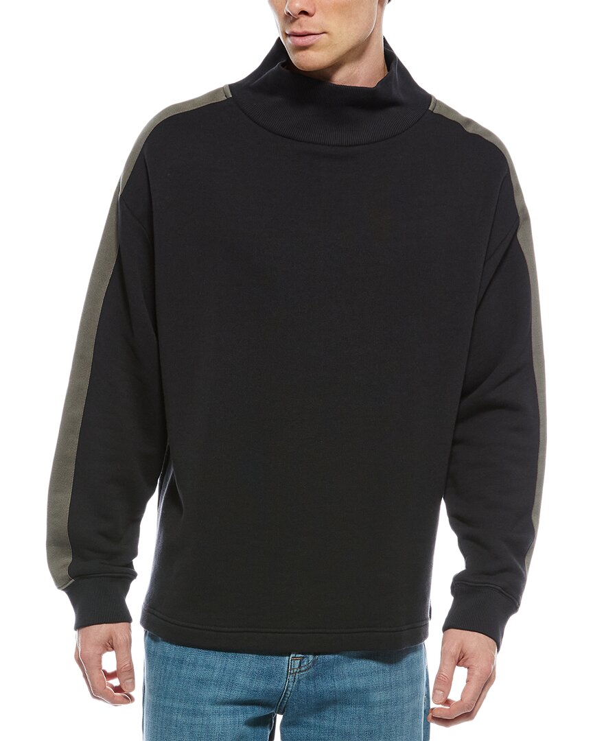 Rag & Bone Mixed Media Mock Neck Sweatshirt In Black