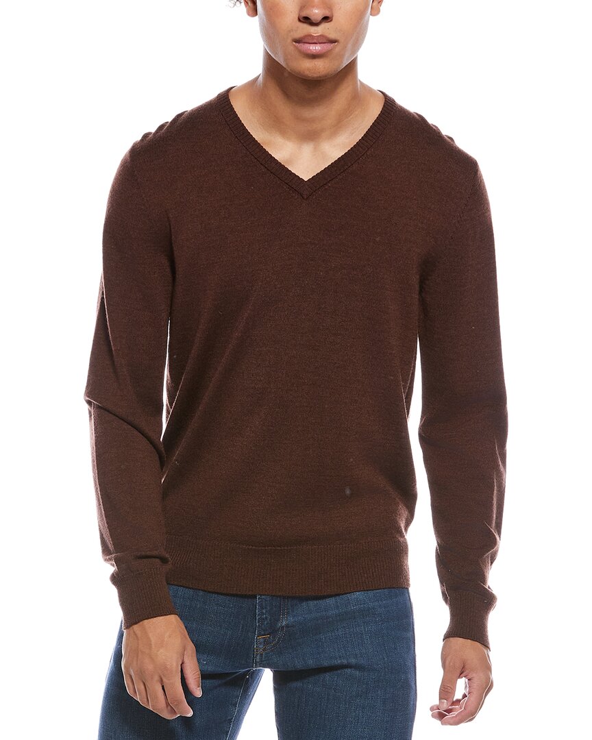 Mette Merino Wool V-neck Sweater In Brown