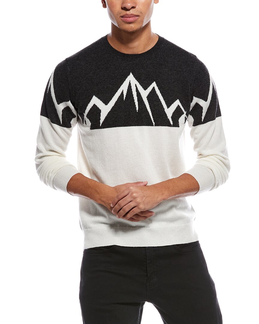 Scott & Scott London Brodie Cashmere Landscape Wool & Cashmere-blend Crewneck Sweater In Animal Print