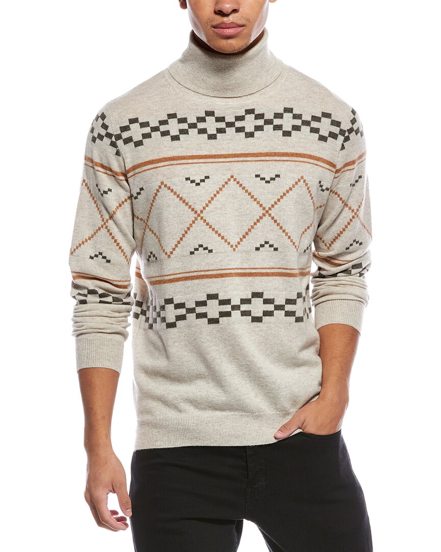 Scott & Scott London Brodie Cashmere Fairisle Wool & Cashmere-blend Turtleneck Sweater In Gray