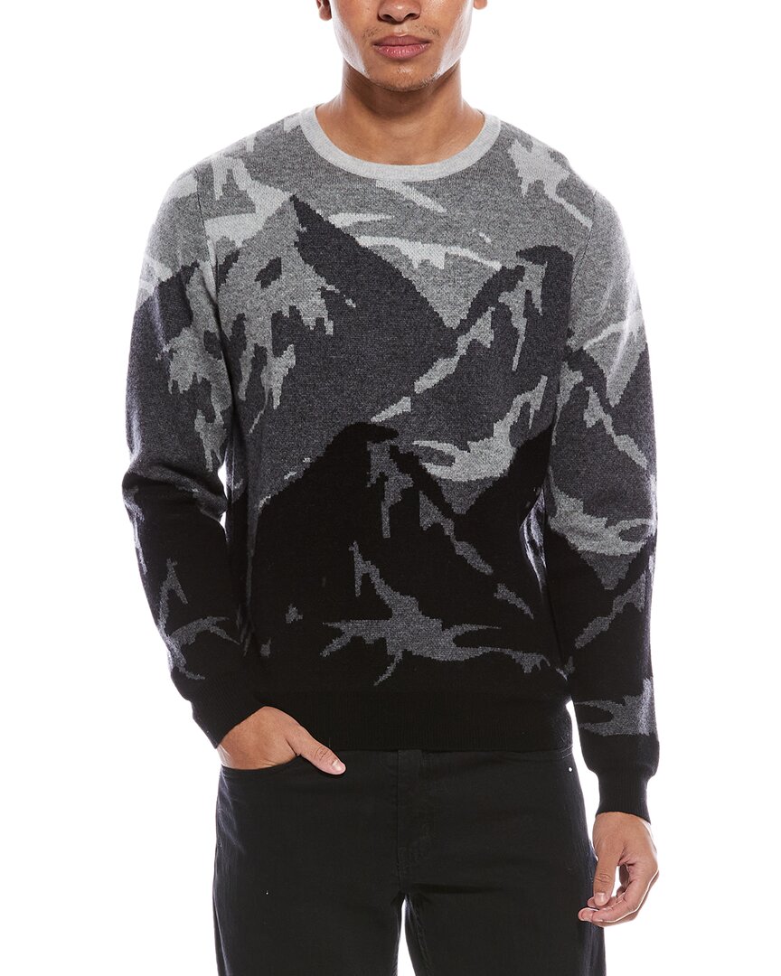 Scott & Scott London Brodie Cashmere Graphic Mountain Wool & Cashmere-blend Crewneck Sweater In Gray
