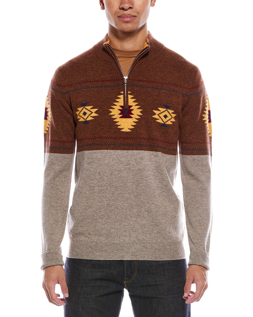 Scott & Scott London Brodie Cashmere Navajo Wool & Cashmere-blend 1/4-zip Mock Neck Sweater In Brown