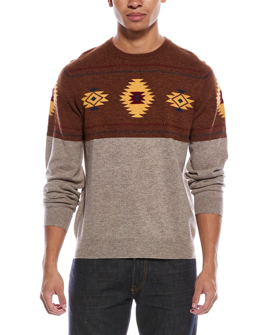 Scott & Scott London Brodie Cashmere Navajo Wool & Cashmere-blend Crewneck Sweater In Brown