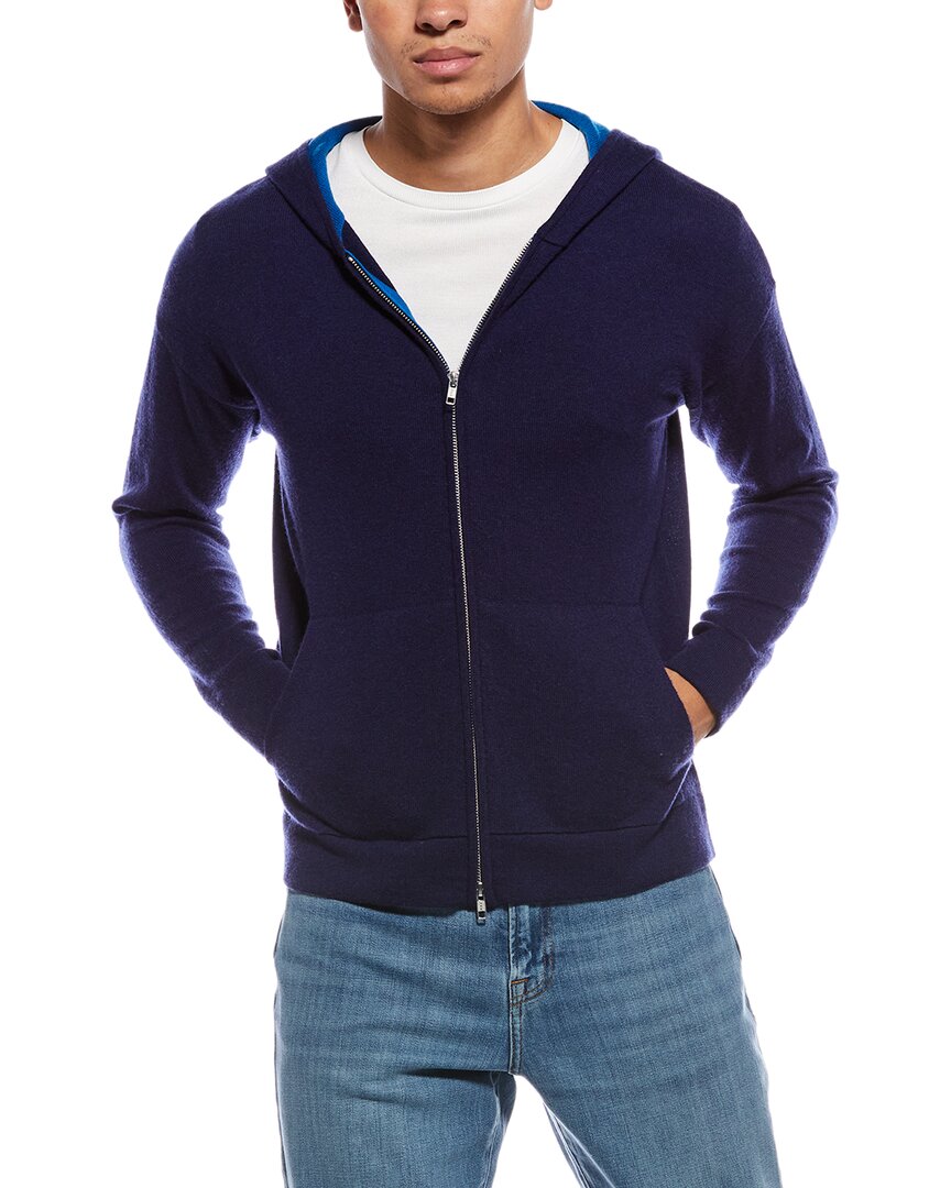 Scott & Scott London Brodie Cashmere Zip Wool & Cashmere-blend Hoodie In Blue