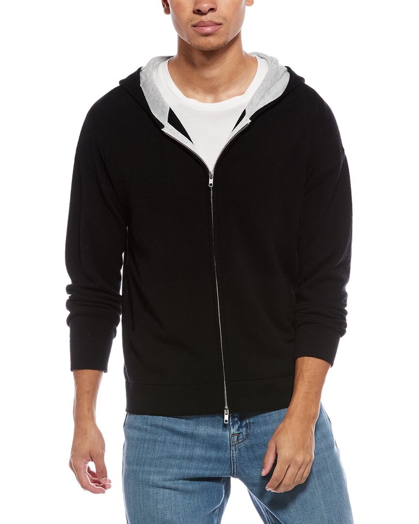 Scott & Scott London Brodie Cashmere Zip Wool & Cashmere-blend Hoodie In Black
