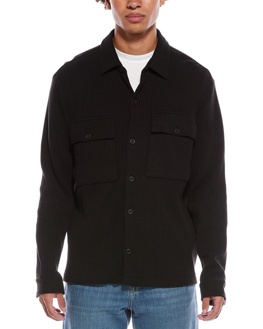 Vince Chunky Waffle Shirt Jacket In Black