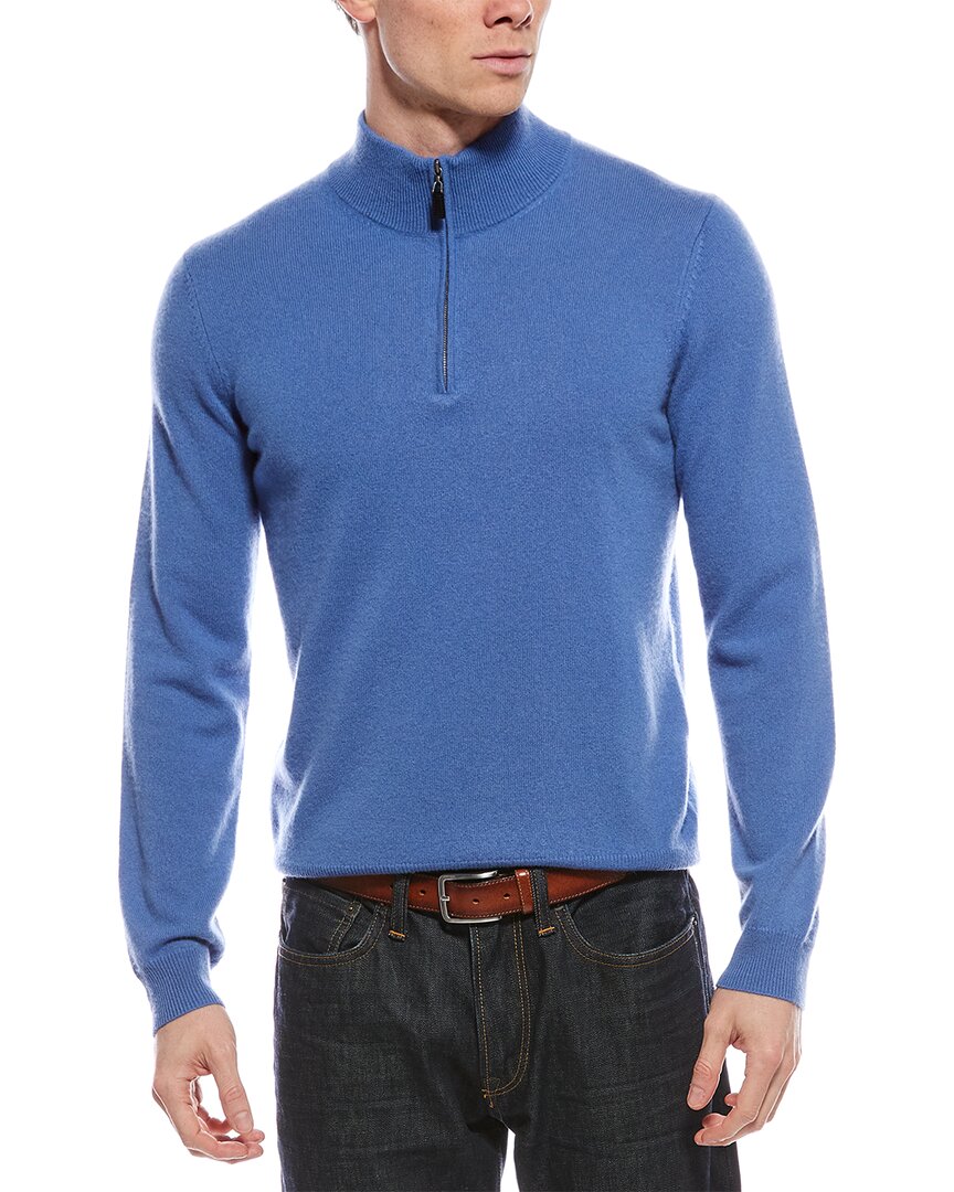 Mette Cashmere 1/4-zip Mock Neck Sweater In Blue