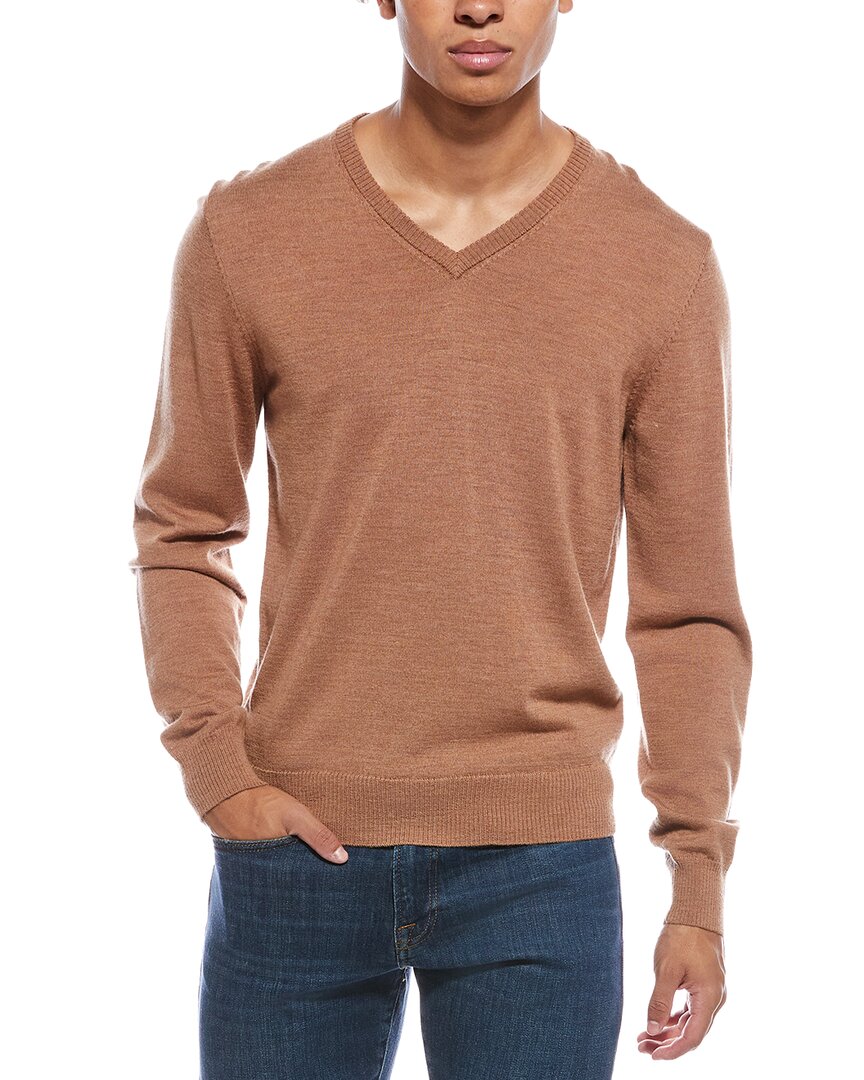 Mette Merino Wool V-neck Sweater In Brown