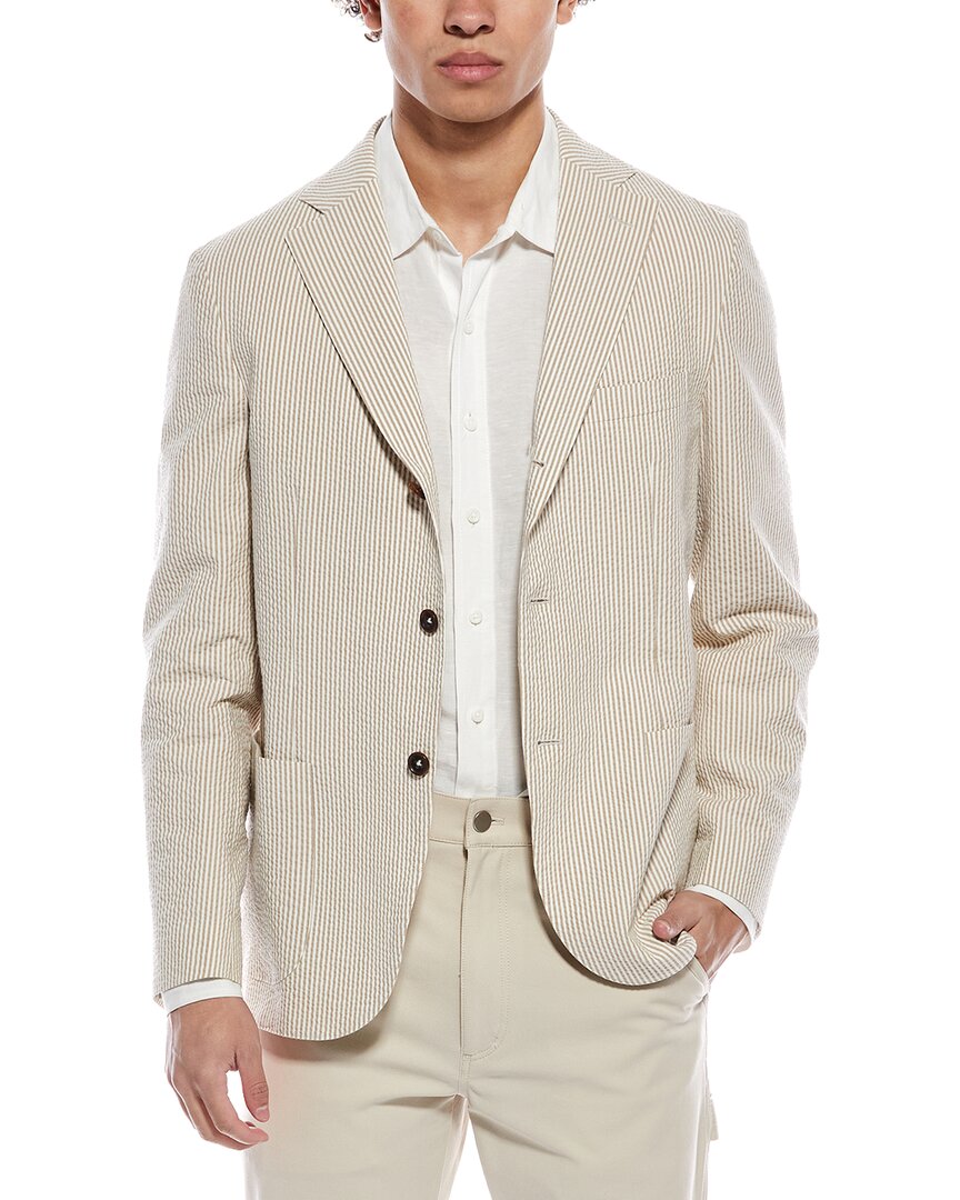 Montedoro By Slowear Stripe Textured Blazer Mens Tan 52 40190₽