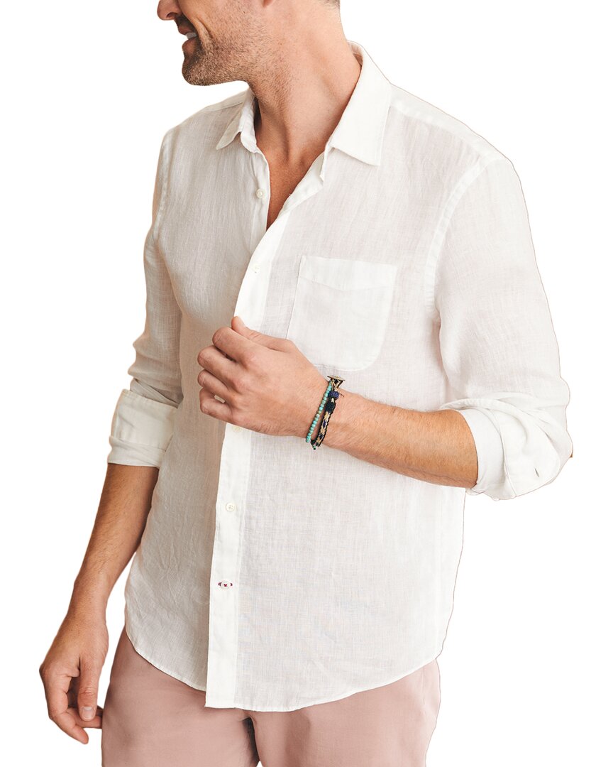 Faherty Laguna Linen Button-up Shirt In White