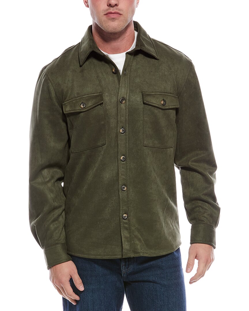 Vintage 1946 Microsuede Overshirt In Green