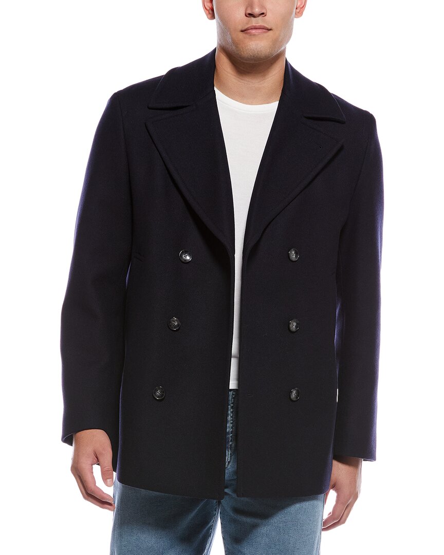 Hugo Boss Wool-blend Peacoat In Blue