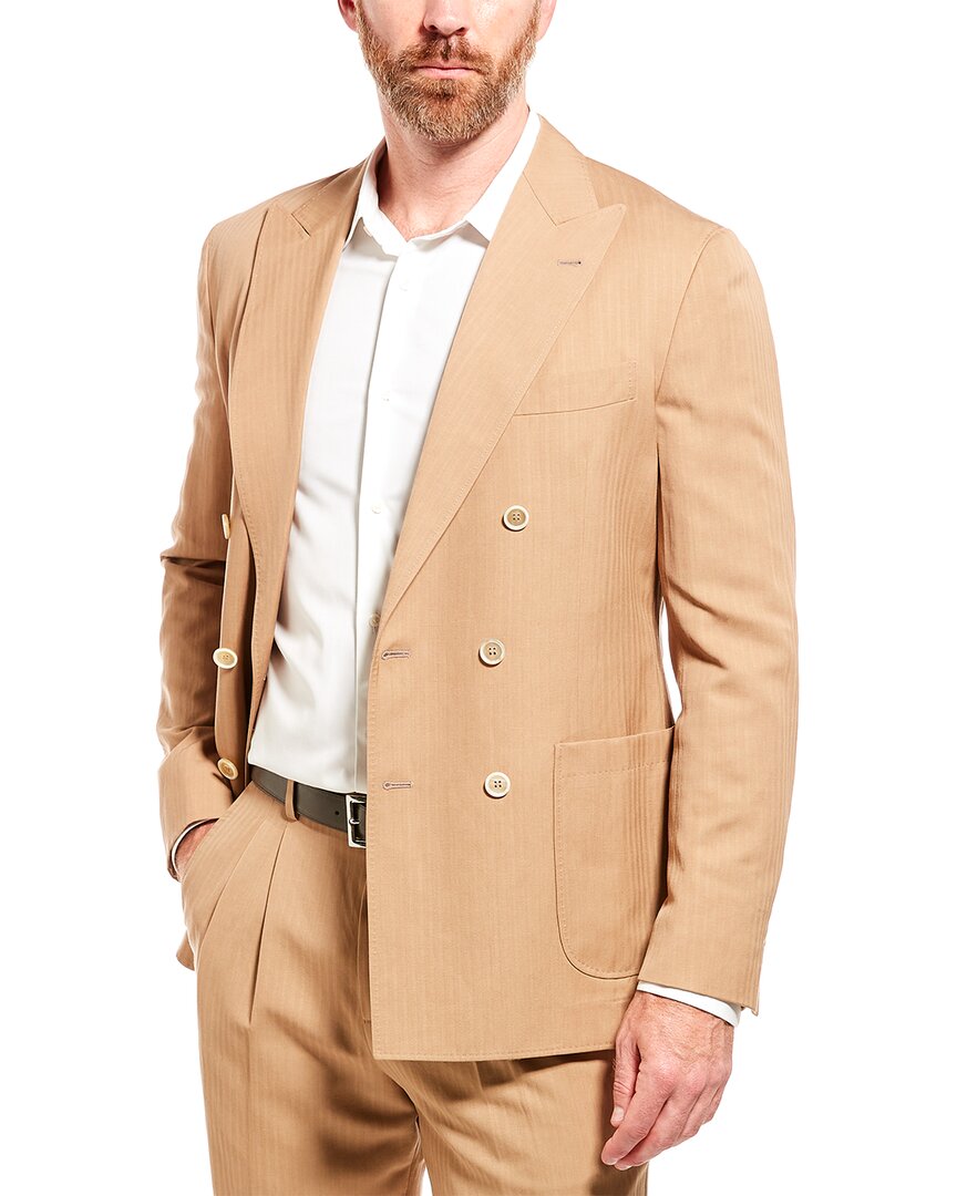 Brunello Cucinelli 2pc Wool & Linen-blend Suit In Brown
