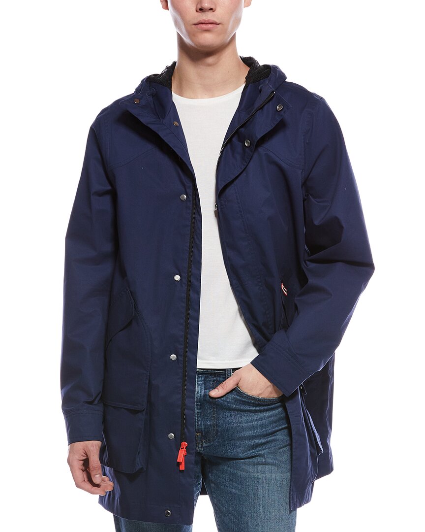 Hunter Sam Padded Rubberized Waterproof Rain Coat In Blue