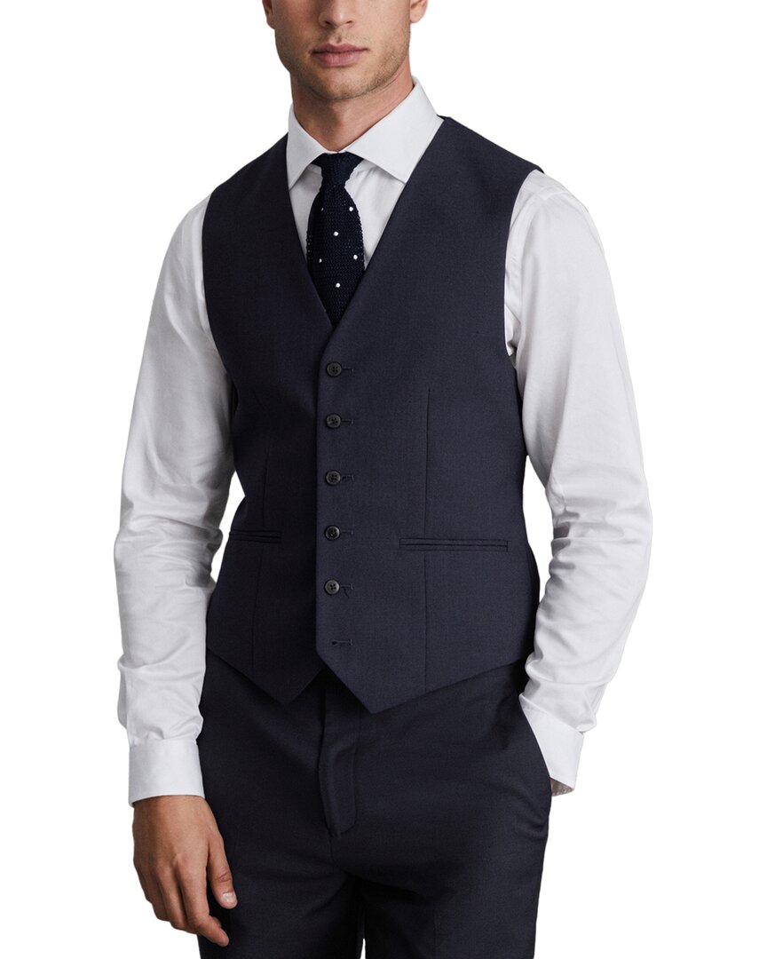 Reiss Hope Travel Plain Weave Wool-blend Vest In Black