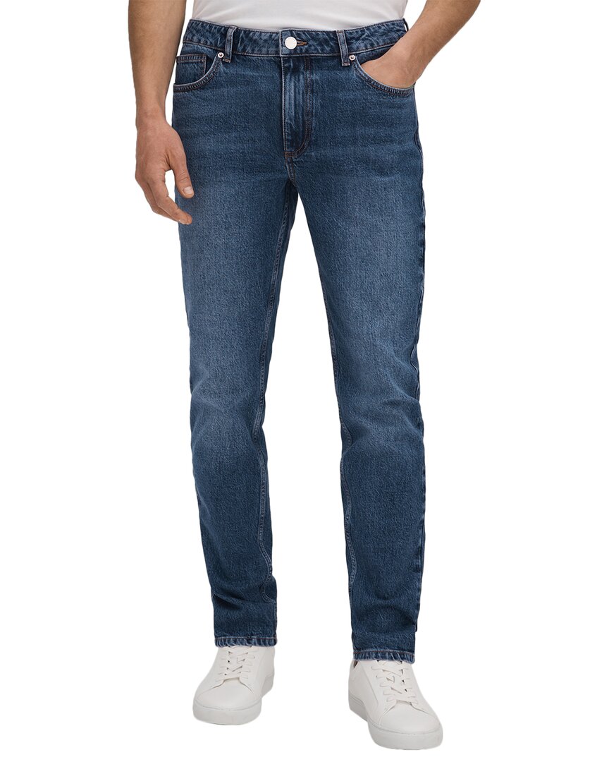 Reiss Calik Washed Tapered Slim Trouser In Blue