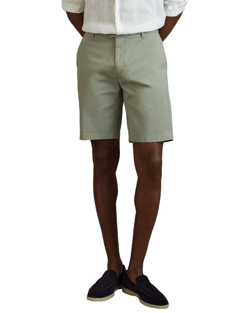 Reiss Pistachio Modern Fit Cotton Blend Chino Shorts In Green