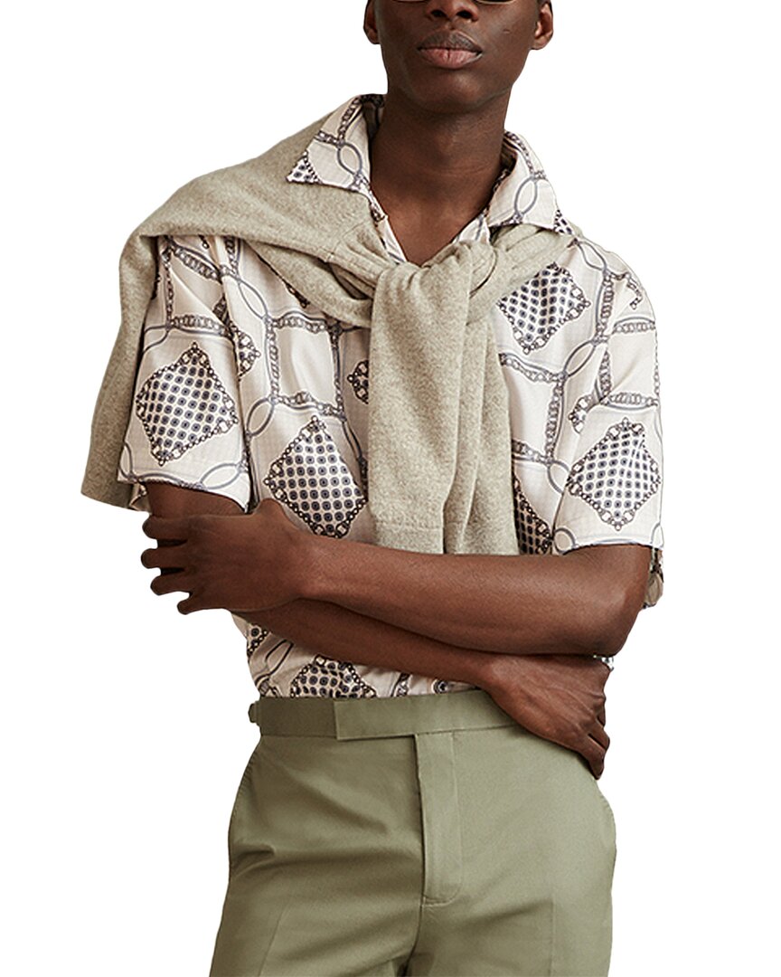 Reiss Silver Lumia Relaxed Chain Print Cuban Collar Shirt In Multi