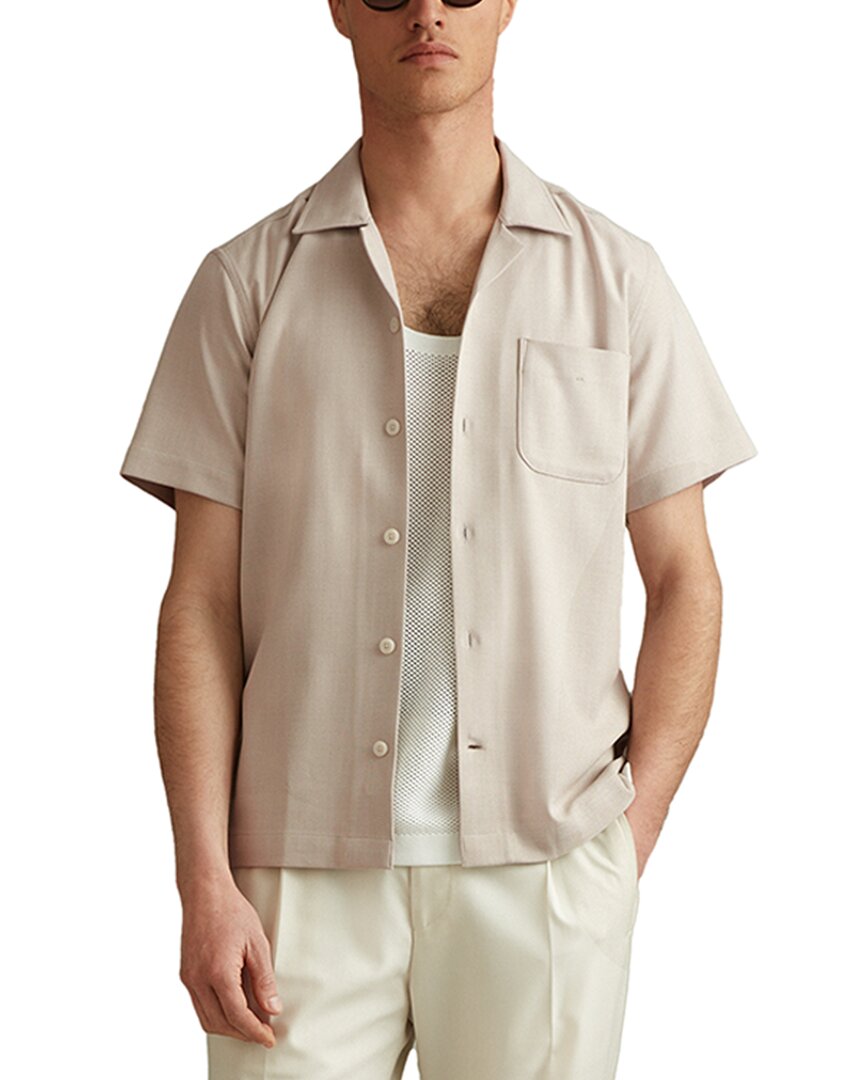 Reiss Nitu Cuban Herringbon Top In Neutral
