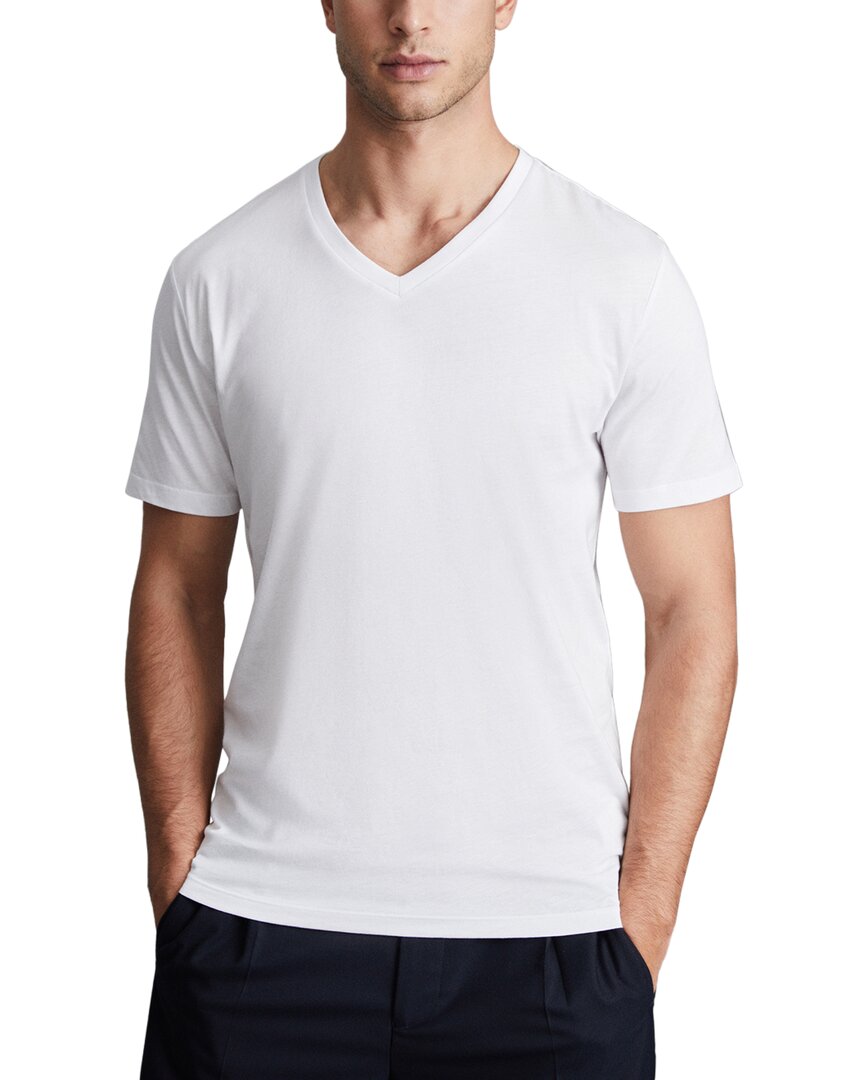 Reiss Dayton Vee Neck T-shirt In White