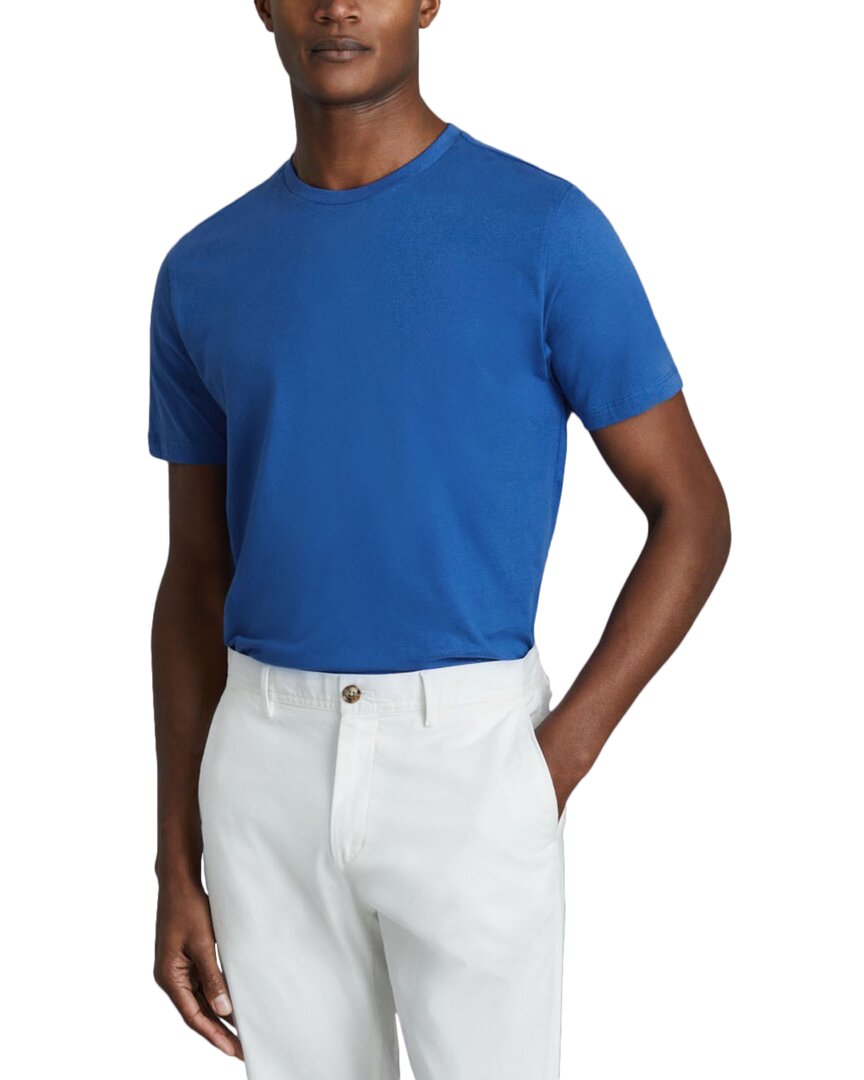 Reiss Lapis Blue Cotton Crew Neck T-shirt In Blue